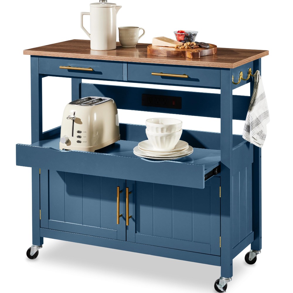 Outdoor Kitchen Power Outlet - 36인치 대형 롤링 주방 아일랜드 카트,