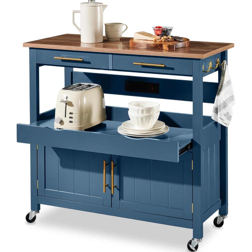 Outdoor Kitchen Power Outlet - 36인치 대형 롤링 주방 아일랜드 카트,