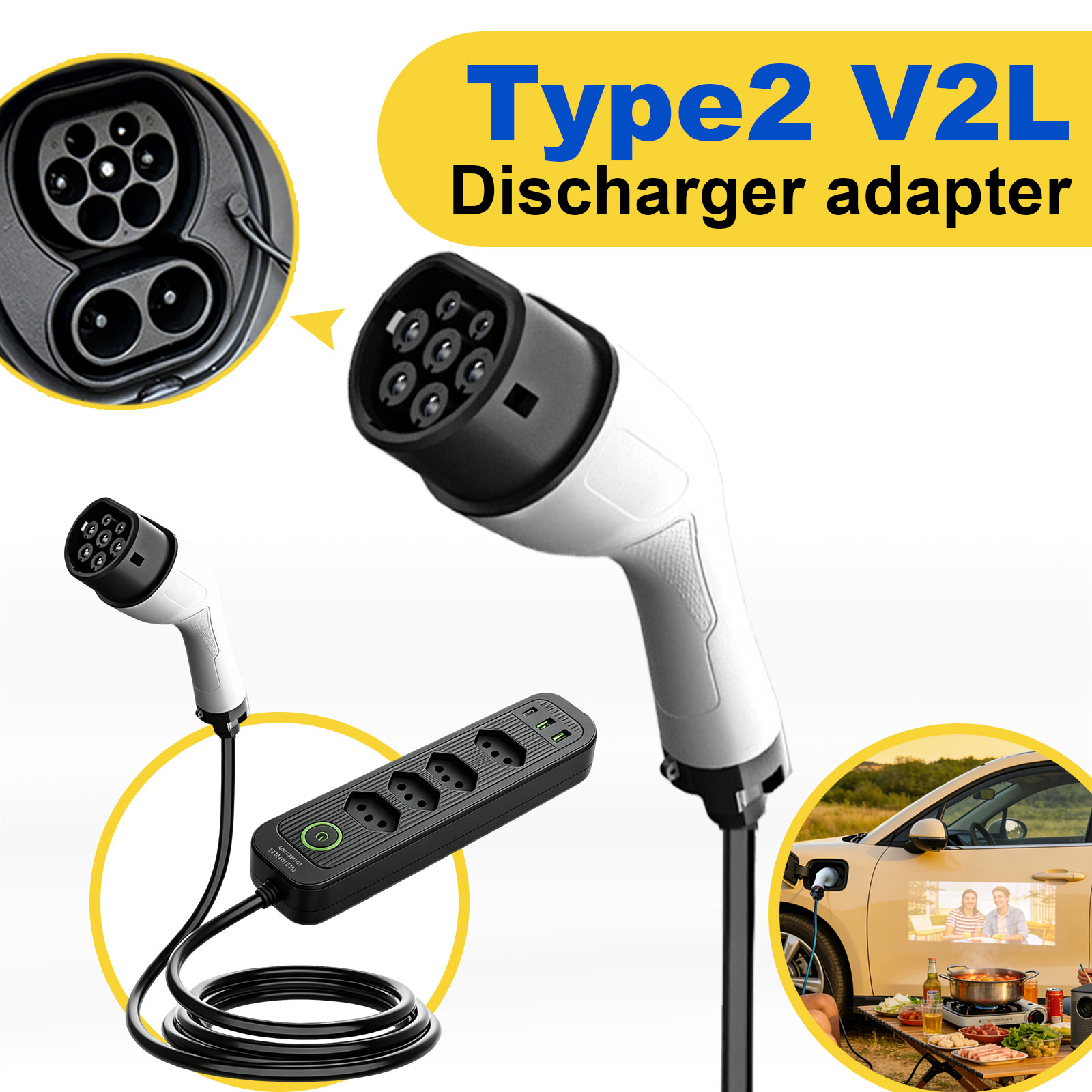 타입2 V2L 방전 어댑터 16A 브라질 소켓 EV - - Outdoor Power Hub 리뷰 및 가격