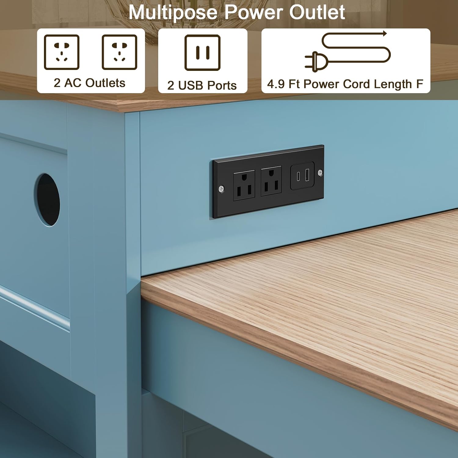 72인치 주방 아일랜드, 2~4인용 확장형 테이블, 전 - Outdoor Kitchen Power Outlet 리뷰 및 가격