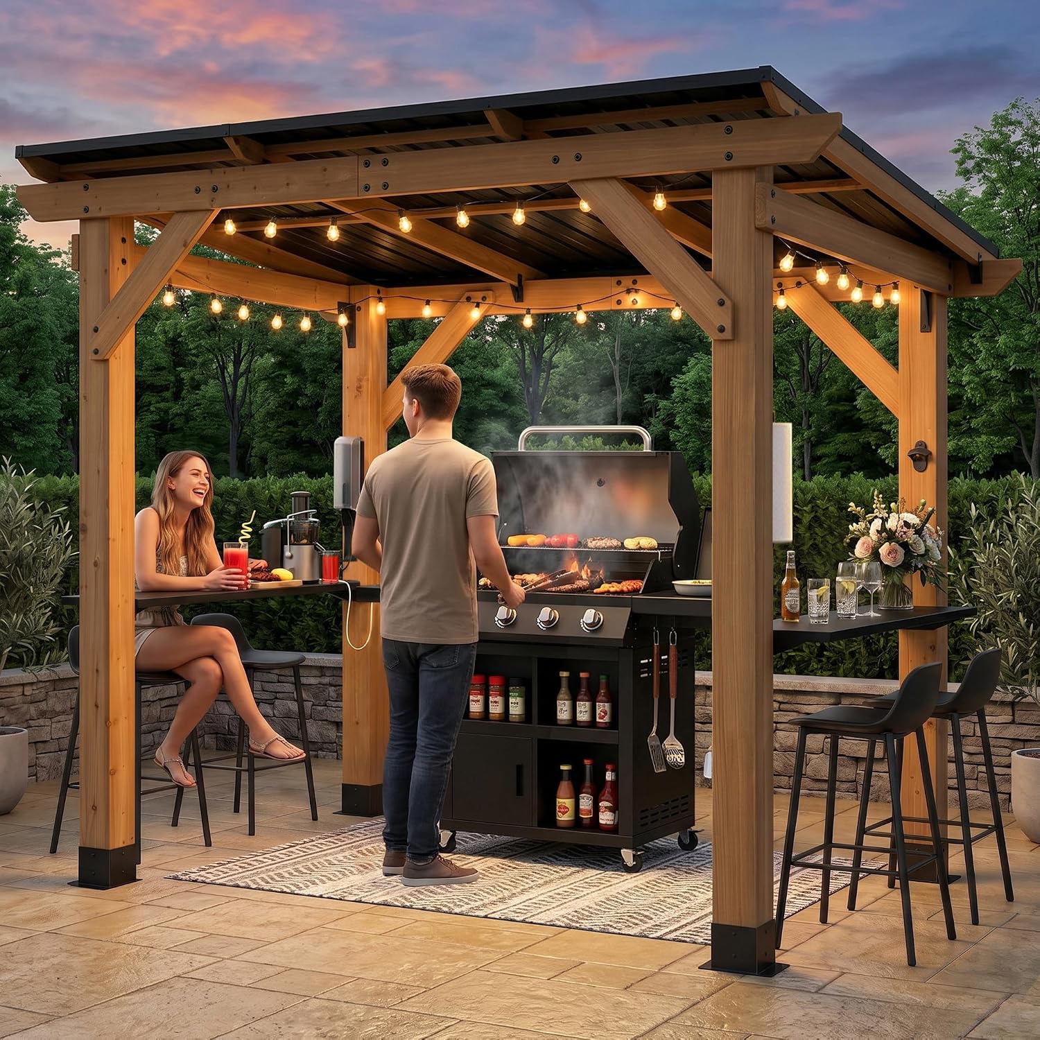 시더우드 그릴 가제보 6x8피트 하드탑 BBQ 파빌리온 - Outdoor Power For Gazebo 리뷰 및 가격